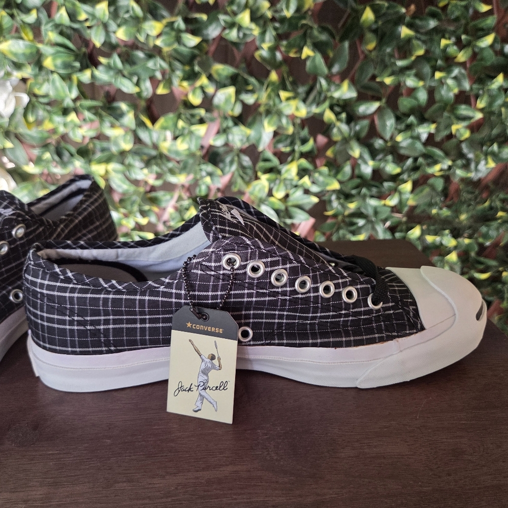 NWT Converse Jack Purcell Print Ox Black Plaid US Women's Sz 9.5 Men's 8 EU 41 - Picture 8 of 16
